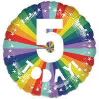 18" 5th Birthday Bright Rainbow Foil Balloons
