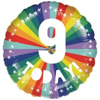 18" 9th Birthday Bright Rainbow Foil Balloons