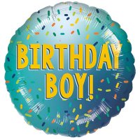 18" Birthday Boy Confetti Foil Balloons