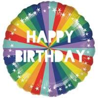 18" Happy Birthday Bright Rainbow Foil Balloons