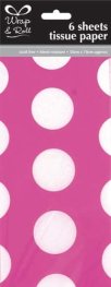 (image for) Fuchsia Polka Dots Tissue Paper x6 Sheets
