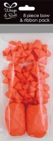 Neon Orange Ribbon And Bow Pack 8pc