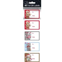 (image for) Christmas Bear Foil Gift Labels 80pk