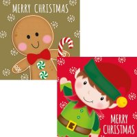 (image for) Elf & Gingerbread Man Christmas Cards 20pk