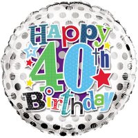 18" Happy 40th Birthday Foil Balloons