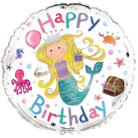 (image for) 18" Happy Birthday Mermaid Foil Balloons