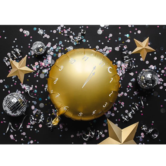 18" Gold Clock New Year Foil Balloons