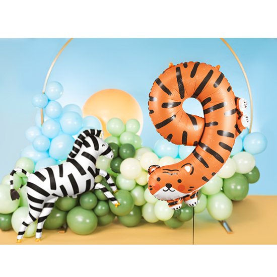 30" Number 9 Tiger Shape Foil Balloons