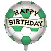 (image for) 18" Green And White Birthday Football Foil Balloons