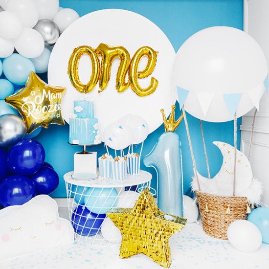 36" Age 1 Blue & Gold Crown Shape Foil Balloons