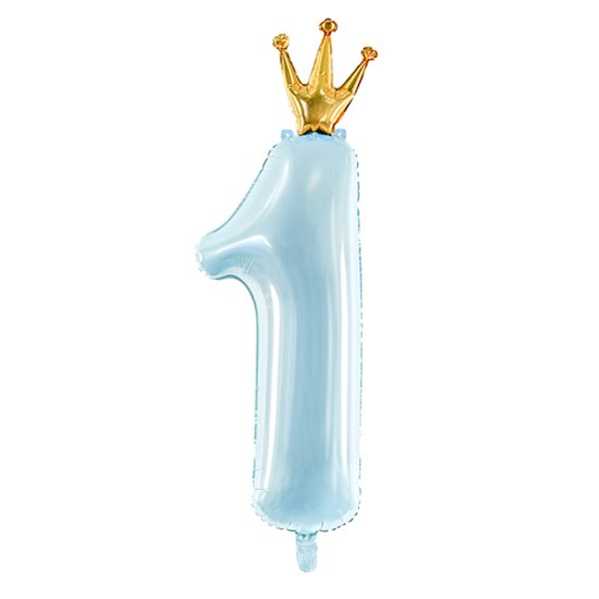 (image for) 36" Age 1 Blue & Gold Crown Shape Foil Balloons