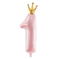 36" Age 1 Pink & Gold Crown Shape Foil Balloons
