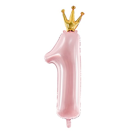 (image for) 36" Age 1 Pink & Gold Crown Shape Foil Balloons