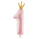 (image for) 36" Age 1 Pink & Gold Crown Shape Foil Balloons