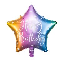 19" Rainbow Coloured Happy Birthday Star Foil Balloons