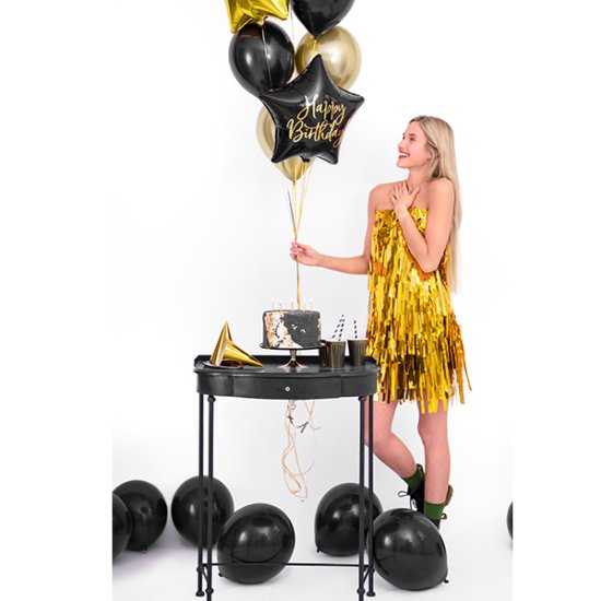 19" Black Happy Birthday Star Foil Balloons