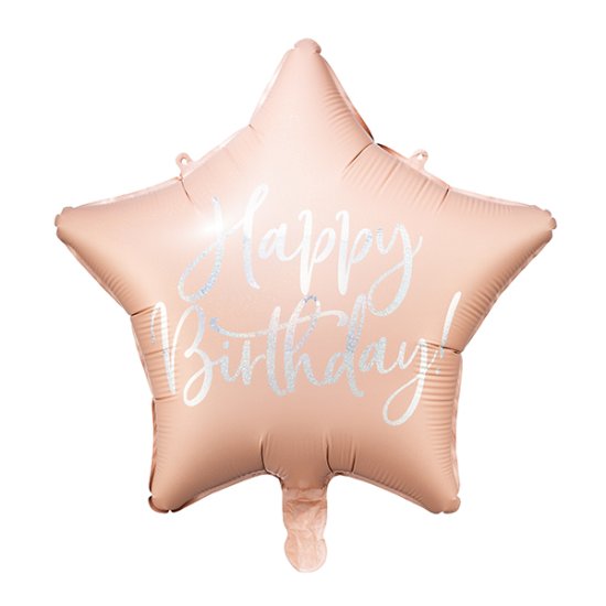 (image for) 19" Light Pink Happy Birthday Star Foil Balloons