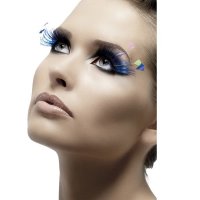 Blue And Neon Feather Eyelashes x6