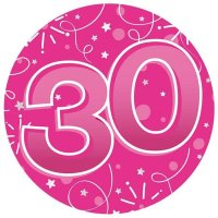 Happy 30th Pink Giant Party Badge