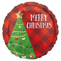 (image for) 18" Merry Christmas Tree Plaid Foil Balloons