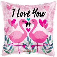 18" I Love You Flamingo Foil Balloons