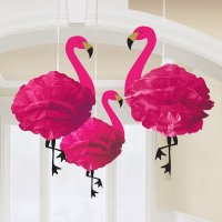 (image for) Deluxe Flamingo Fluffy Decorations 3pk
