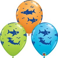 11" Fun Sharks Assorted Latex Balloons 25pk