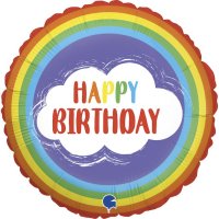 9" Happy Birthday Rainbow Air Fill Mini Foil Balloons