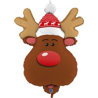 (image for) Smiley Reindeer Head Supershape Balloons