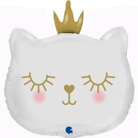 (image for) 26" White Princess Cat Shape Balloons