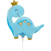 (image for) 14" Blue Dinosaur Mini Air Fill Foil Balloons