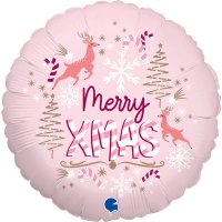 (image for) 18" Pink Merry Xmas Foil Balloons