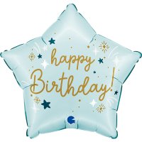 (image for) 18" Blue Happy Birthday Star Foil Balloons