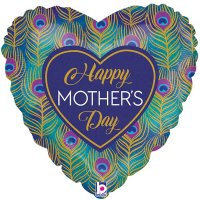 (image for) 18" Glitter Peacock Happy Mothers Day Foil Balloons