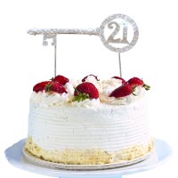 Silver Diamante Cake Topper 21 Key