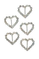 (image for) Silver Diamante Mini Heart Shape Buckle x5