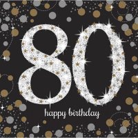 80th Birthday Gold Celebration Napkins 16pk