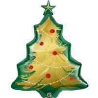 Christmas Tree Brushed Gold Supershape Balloons