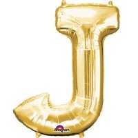 (image for) 16" J Letter Gold Air Filled Balloons
