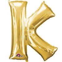16" K Letter Gold Air Filled Balloons