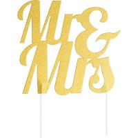 (image for) Gold Glitter Mr & Mrs Cake Topper