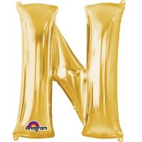 (image for) 16" N Letter Gold Air Filled Balloons