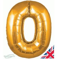 34" Oaktree Gold Number 0 Shape Balloons