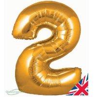 34" Oaktree Gold Number 2 Shape Balloons