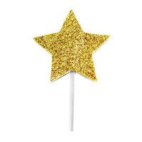 Gold Glitter Star Cupcake Toppers 12pk