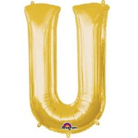 (image for) 16" U Letter Gold Air Filled Balloons