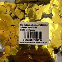 10mm Metallic Gold Circular Confetti 30g