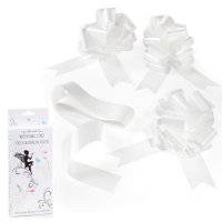 White Wedding Car Ribbon And Bow Kit x Pack of 4 Boxes