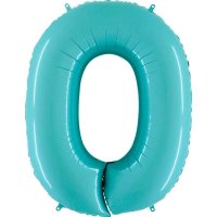 40" Grabo Pastel Blue Number 0 Supershape Balloons