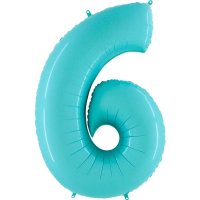 40" Grabo Pastel Blue Number 6 Supershape Balloons